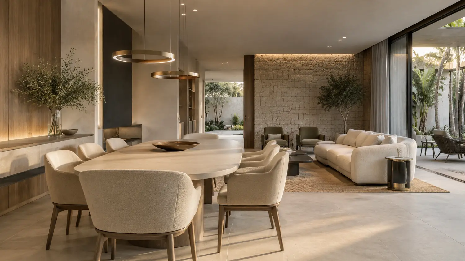 Sala de jantar integrada à sala de estar