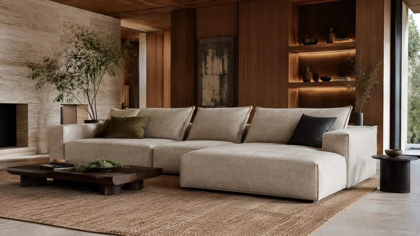 Sofá modular em um ambiente contemporâneo elegante